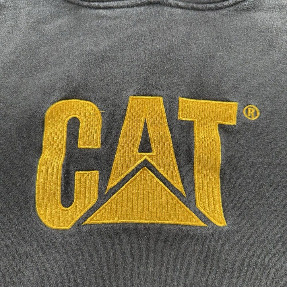 Caterpillar Hoodie Mens L Black Sweatshirt CAT Construction Worker Sweater THICK - Picture 4 of 12